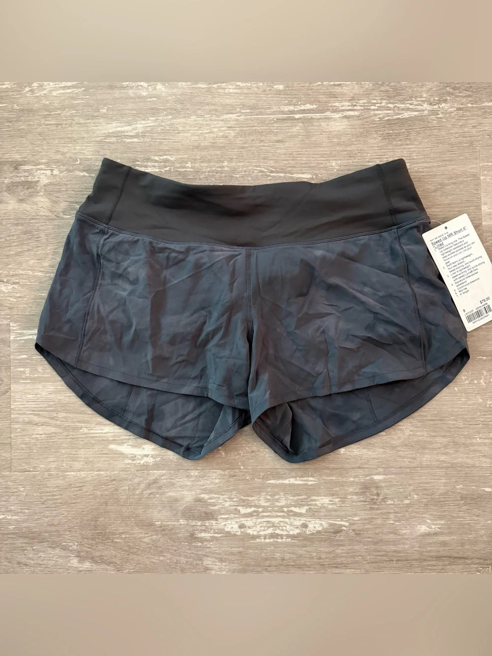 Original Version Lululemon Speed Up MR Shorts 4” NEW Diamond Dye Pitch Grey Sz 8